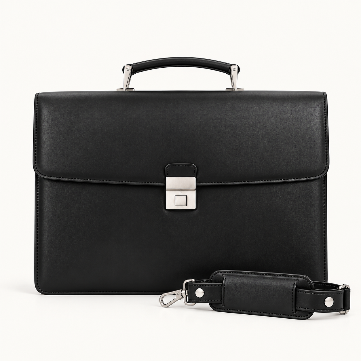 Men's Classic Black Leather Executive Briefcase – Minimalist Professional Business Bag Gallery